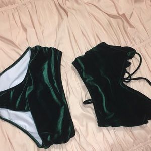 green velvet swim suit